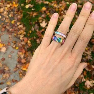 Set of two rainbow Alidia Rings, Size 6